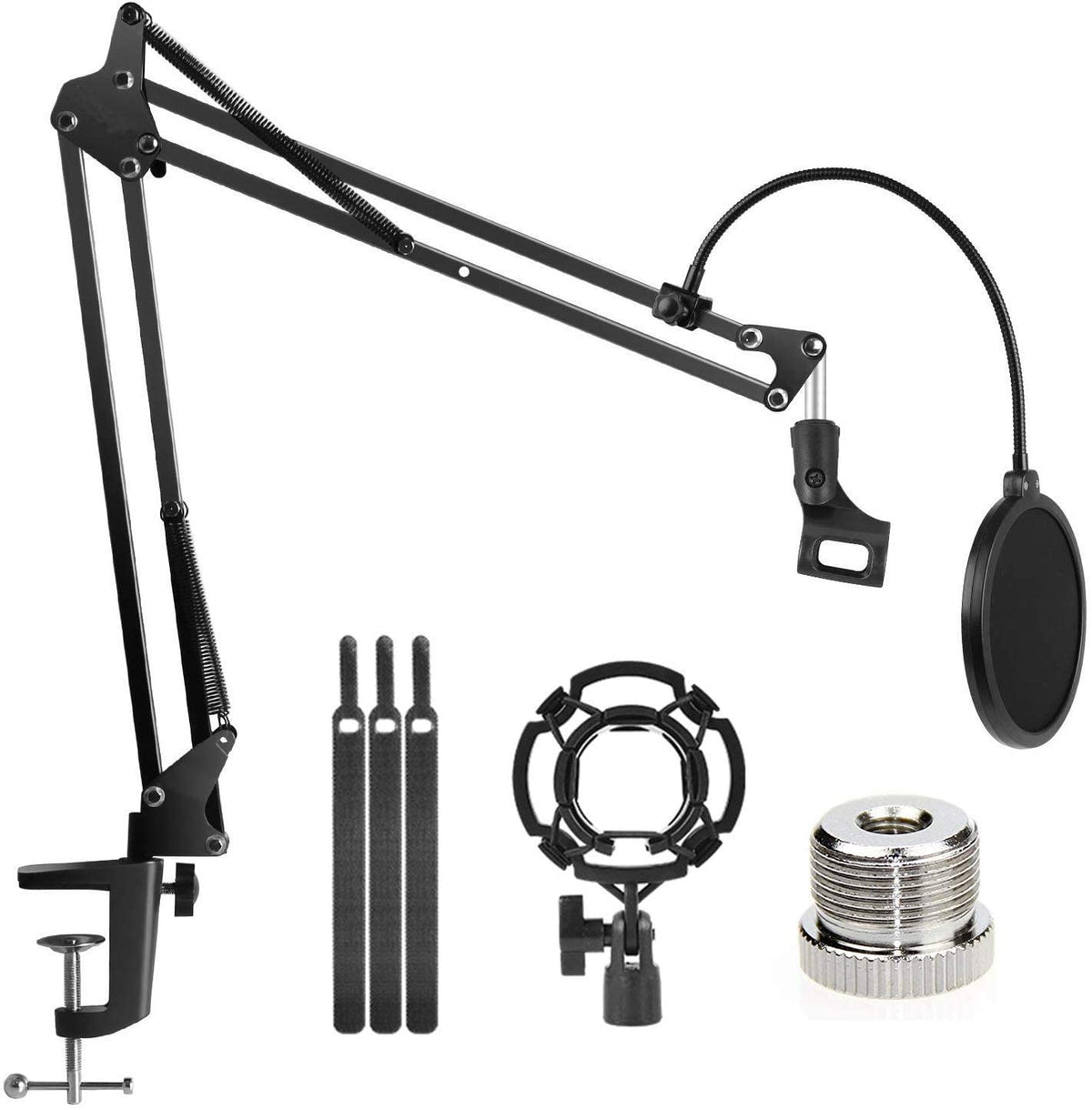 Microphone Radio Broadcasting Stand with 3/8"to 5/8" Screw Adapter and Windscreen Pop Filter V178-14766