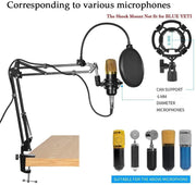 Microphone Radio Broadcasting Stand with 3/8"to 5/8" Screw Adapter and Windscreen Pop Filter V178-14766
