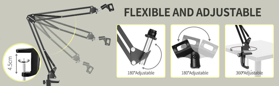 Microphone Radio Broadcasting Stand with 3/8"to 5/8" Screw Adapter and Windscreen Pop Filter V178-14766