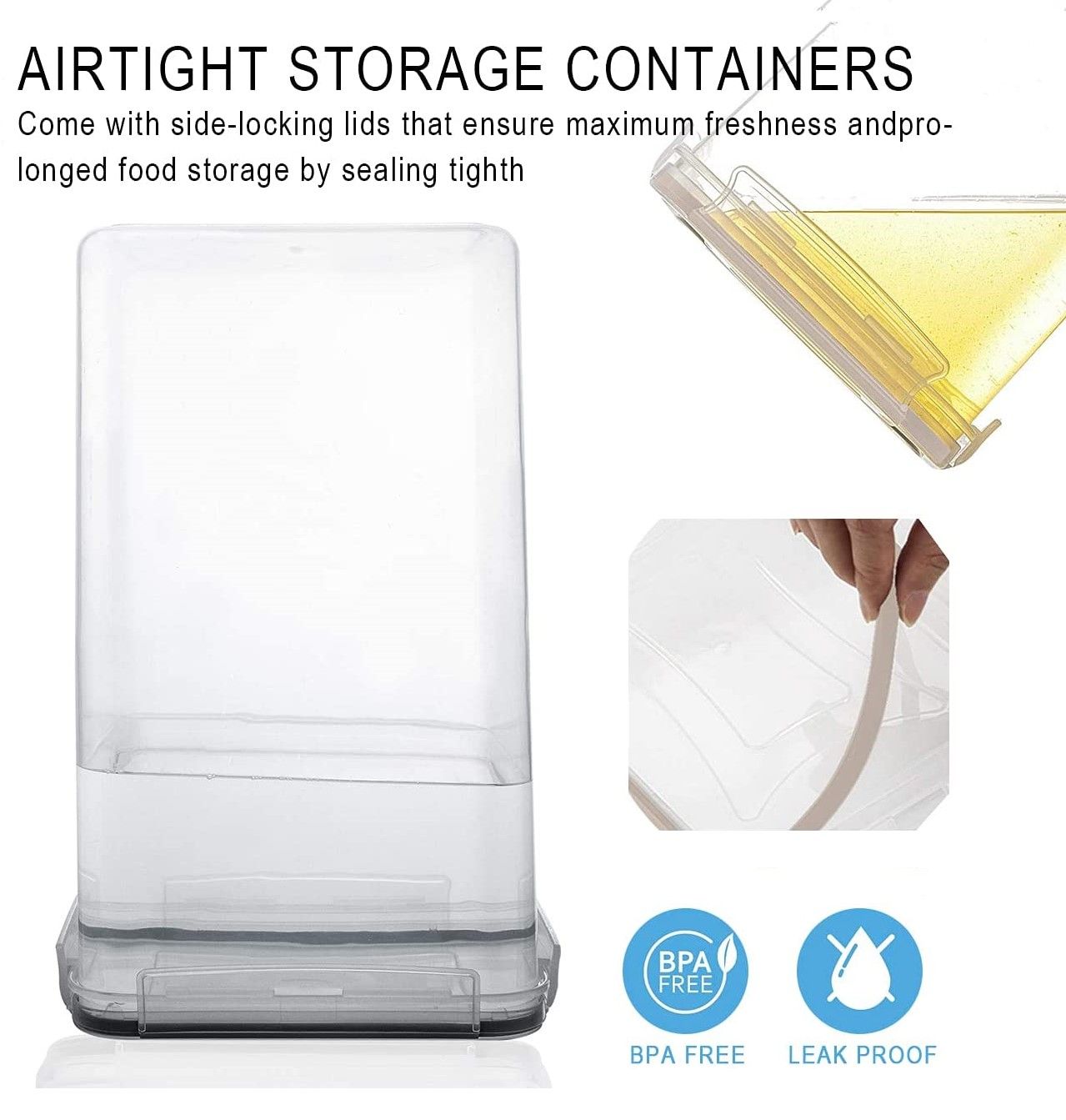 14 Pieces Airtight Food Storage and BPA Free Plastic with Easy Lock Black Lids Labels for Kitchen V178-14858