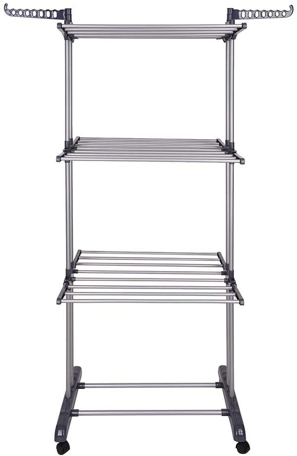 3 Tier Foldable Clothes Drying Rack for Laundry Dryer with Hanger Stand Rail Indoor V178-14865