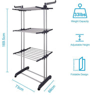 3 Tier Foldable Clothes Drying Rack for Laundry Dryer with Hanger Stand Rail Indoor V178-14865