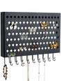 Wall Mount Earring Jewelry Hanger Organizer Holder with 109 Holes and 19 Hooks (Black) V178-18681