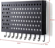 Wall Mount Earring Jewelry Hanger Organizer Holder with 109 Holes and 19 Hooks (Black) V178-18681
