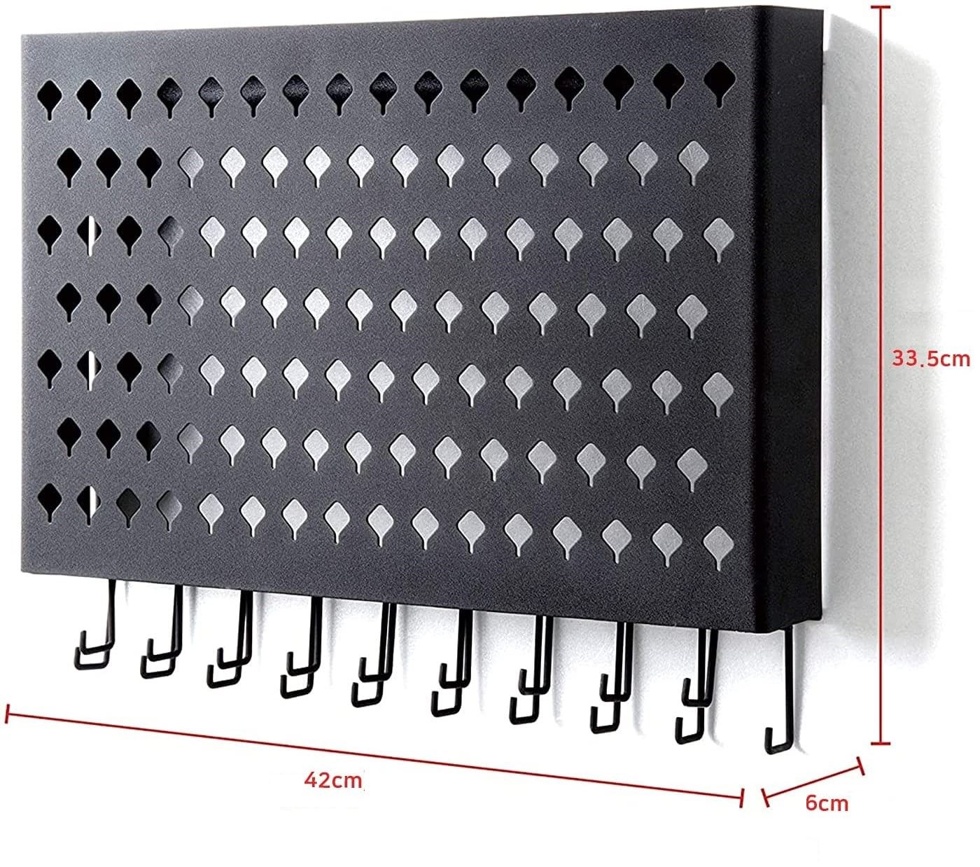 Wall Mount Earring Jewelry Hanger Organizer Holder with 109 Holes and 19 Hooks (Black) V178-18681