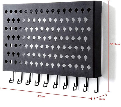 Wall Mount Earring Jewelry Hanger Organizer Holder with 109 Holes and 19 Hooks (Black) V178-18681