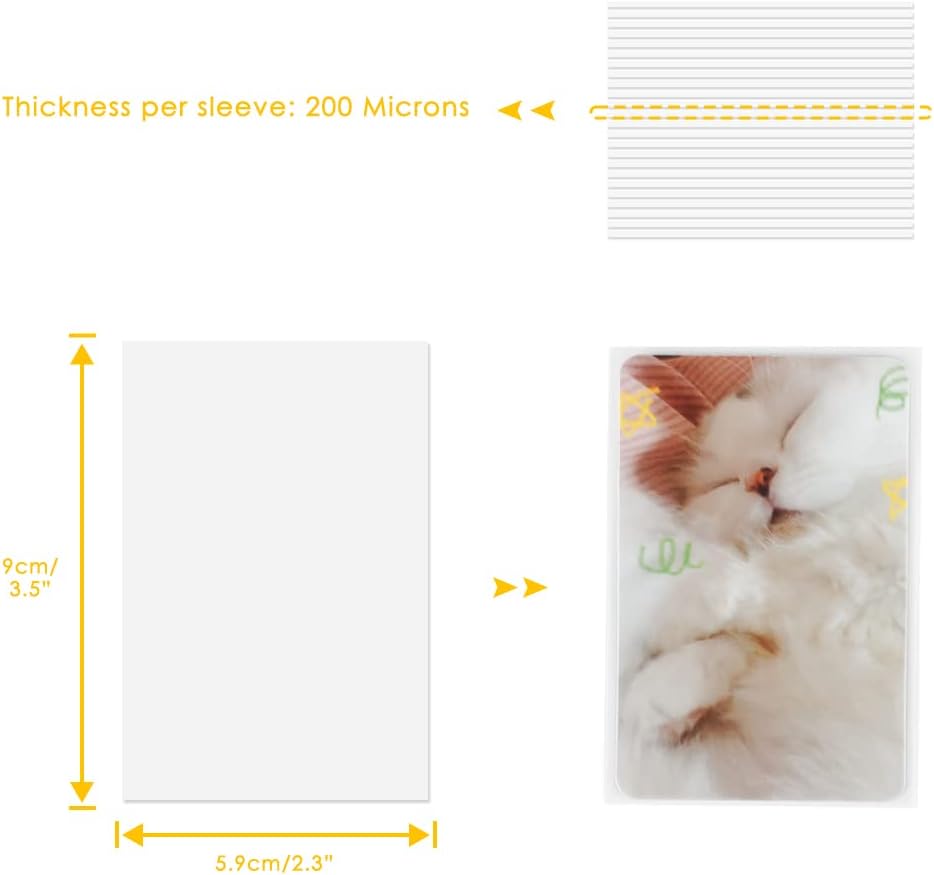 100 Packs Photocard Sleeves, 200Microns Kpop (Unsealable) V178-20411