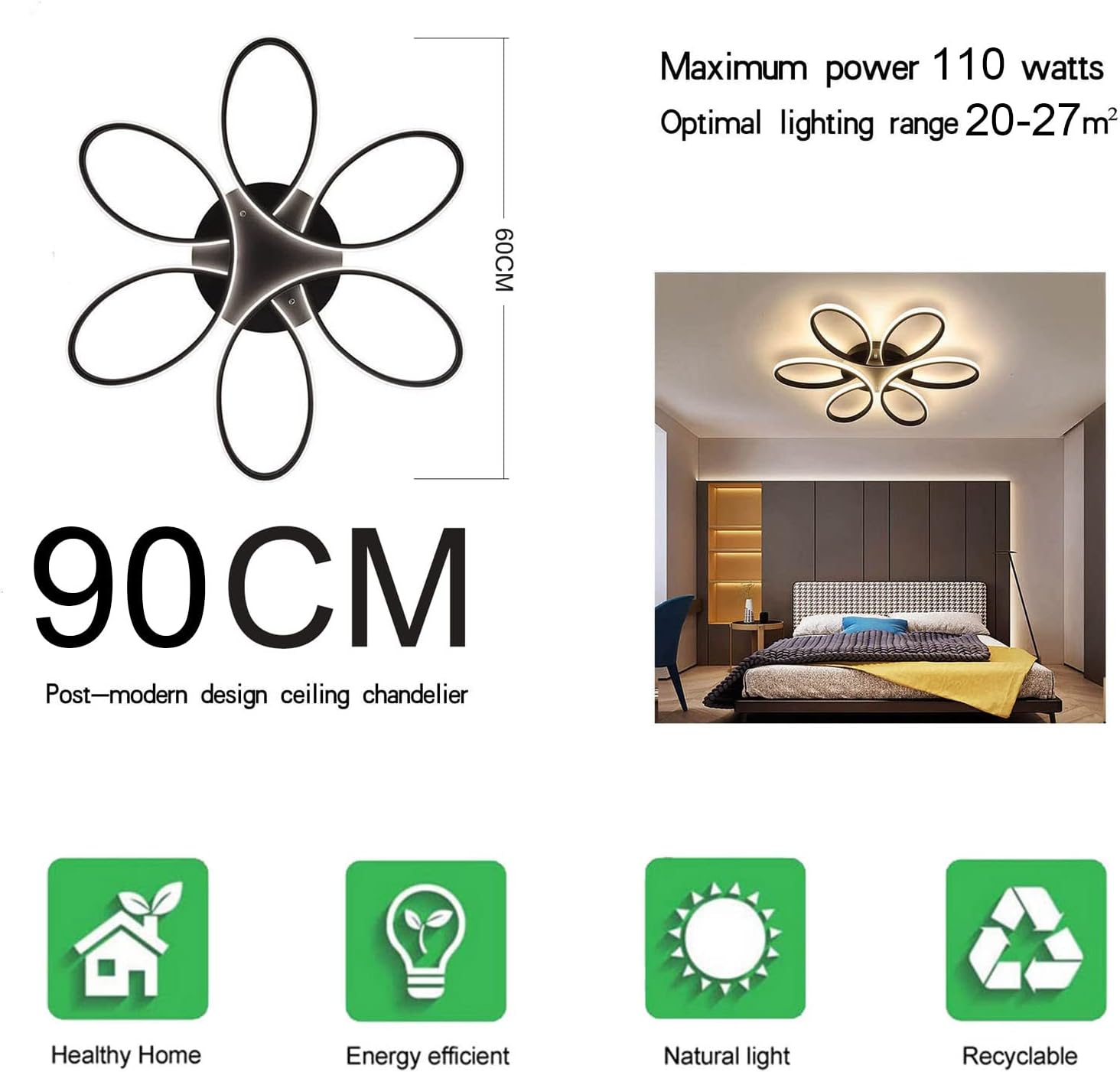 Modern LED Chandelier Light Fixture (90 cm) V178-20531