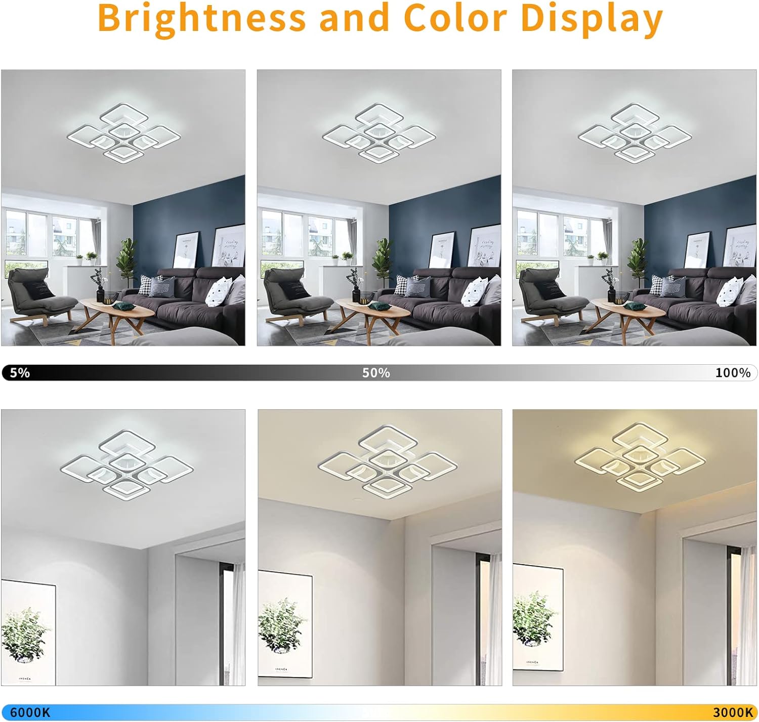 Modern LED Ceiling Light Dimmable with Remote Control V178-21281