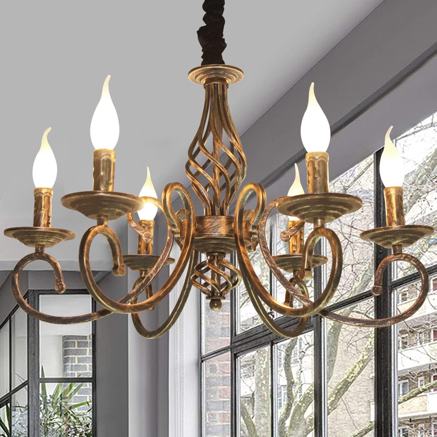 Rustic Chandeliers,6 -Light , French Country V178-21811