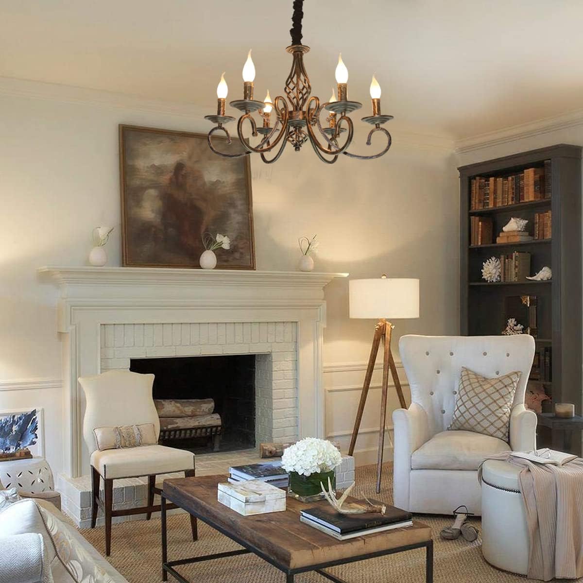 Rustic Chandeliers,6 -Light , French Country V178-21811