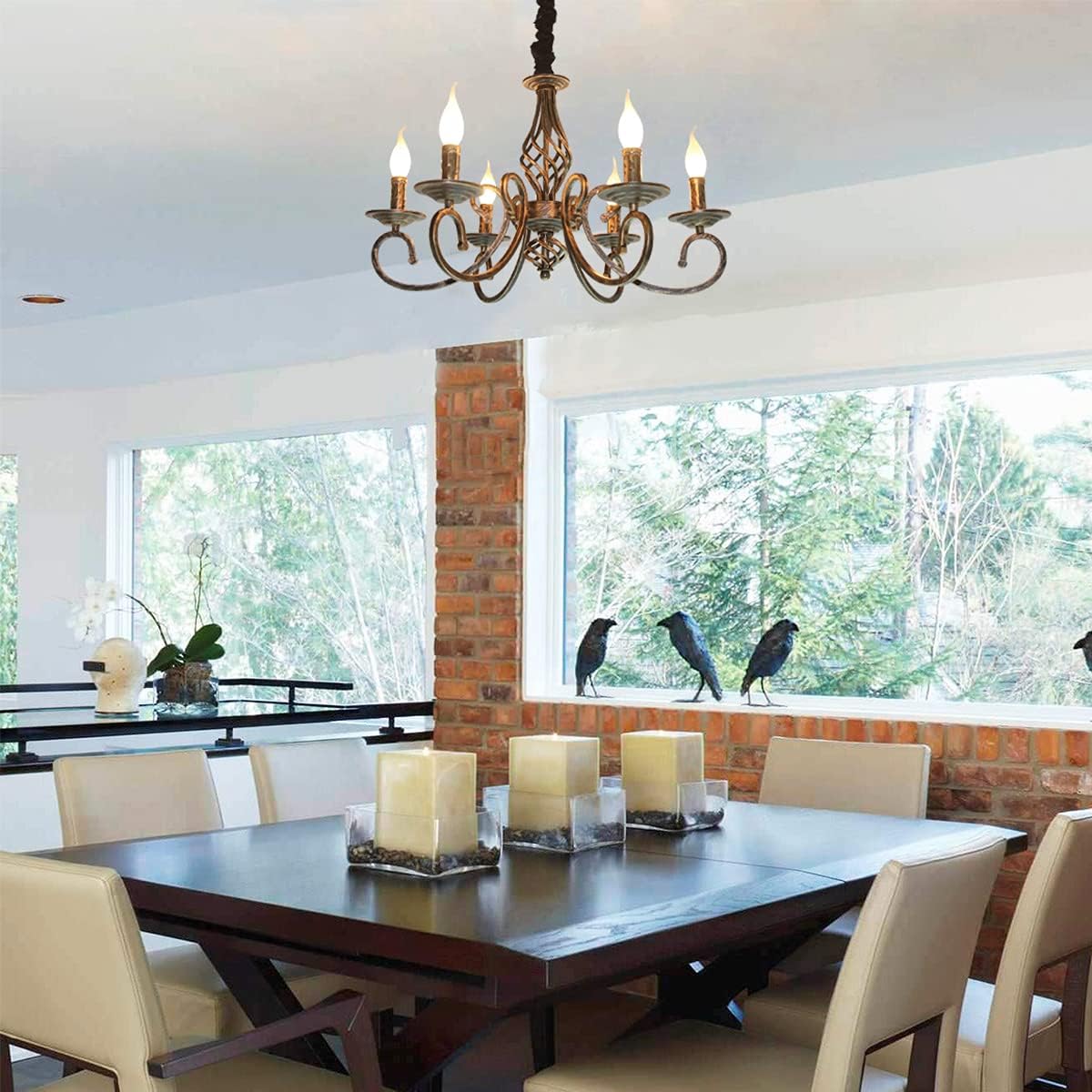 Rustic Chandeliers,6 -Light , French Country V178-21811