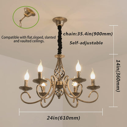 Rustic Chandeliers,6 -Light , French Country V178-21811