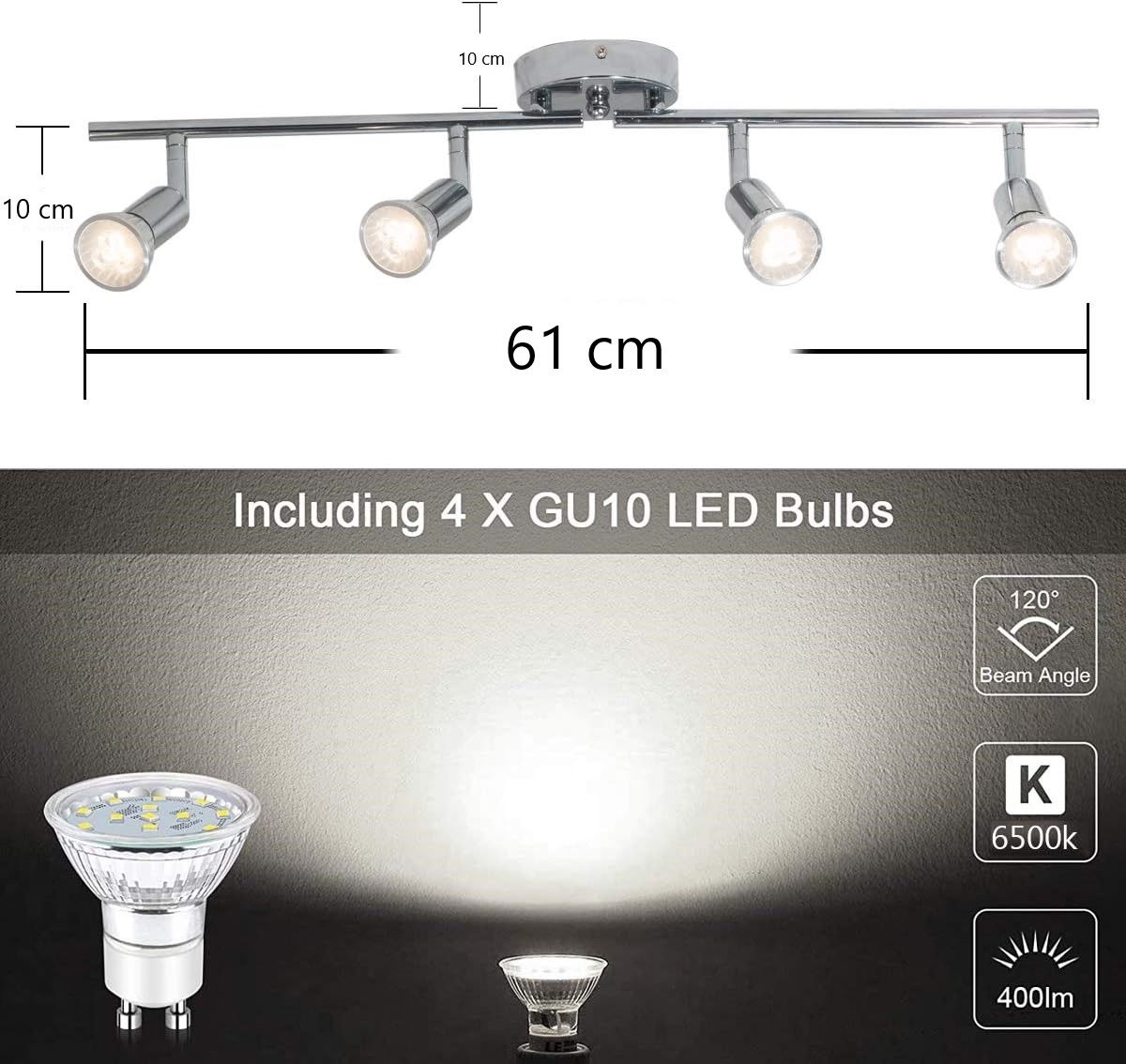 Modern 4 Light Track Lighting Kit LED (Chrome) V178-23361