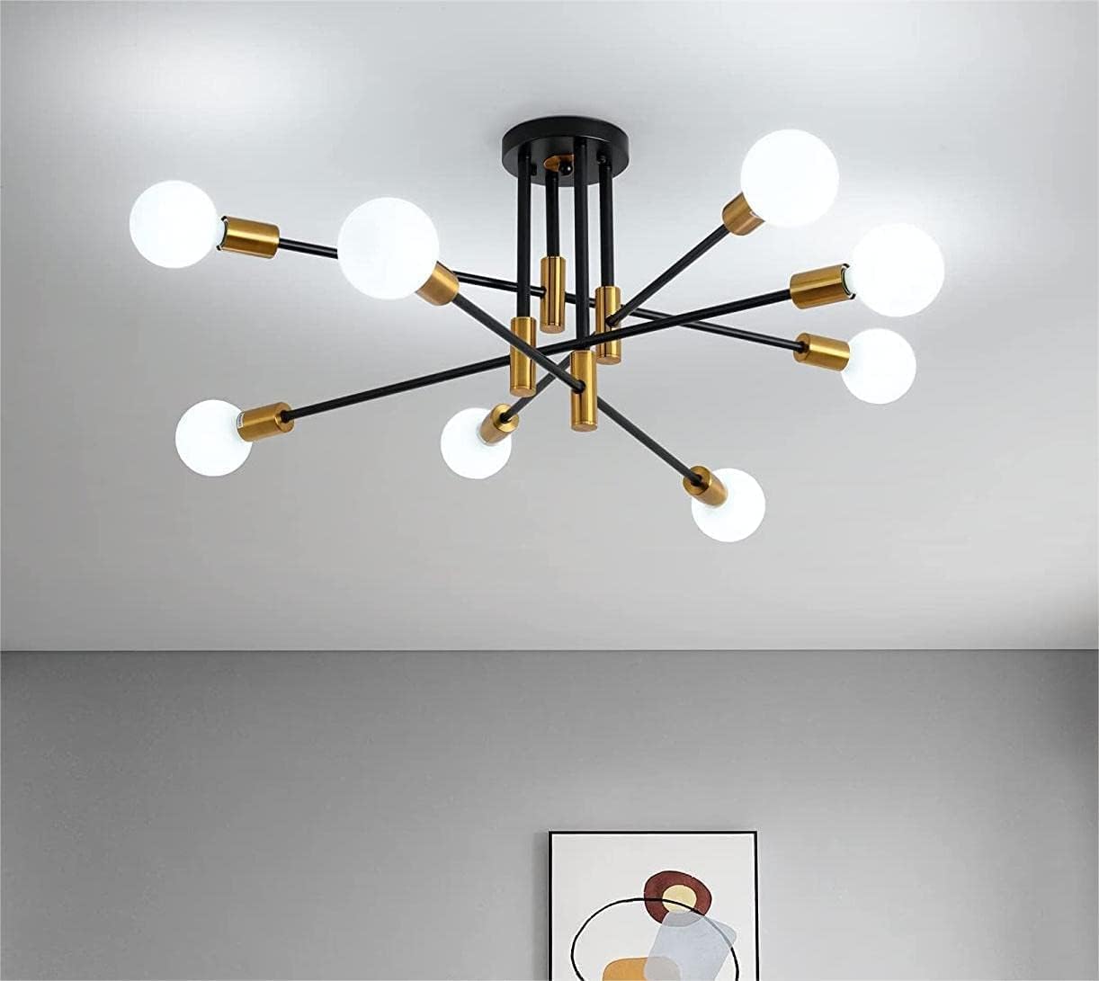 Modern Black Gold Ceiling Light 8 Lights V178-23441