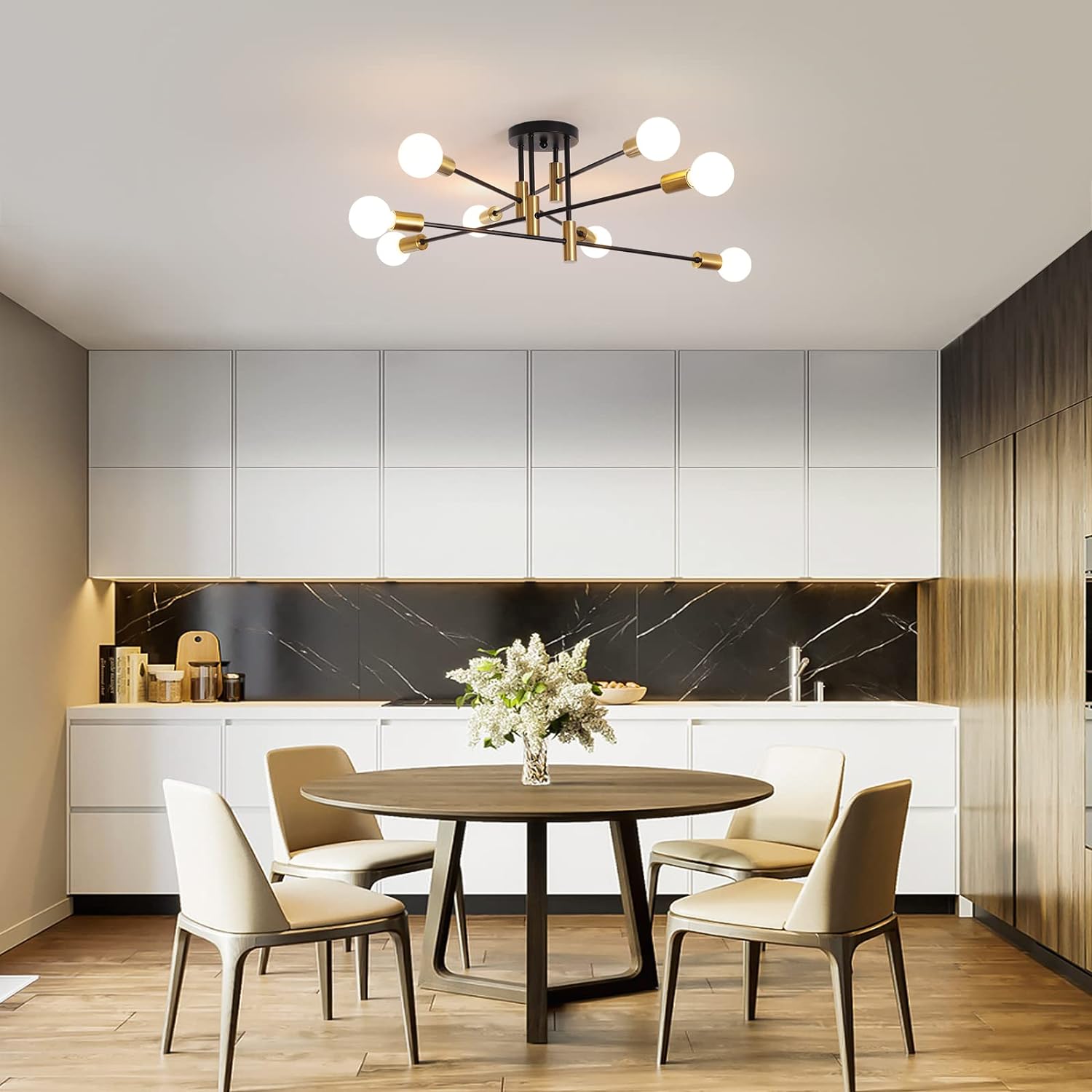 Modern Black Gold Ceiling Light 8 Lights V178-23441