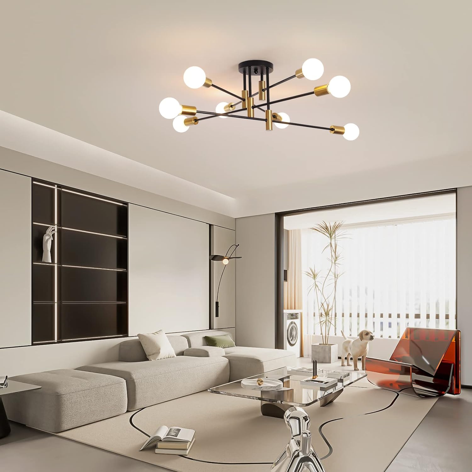 Modern Black Gold Ceiling Light 8 Lights V178-23441