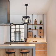 Farmhouse Pendant Light Rustic Lantern Chandelier Black V178-23511