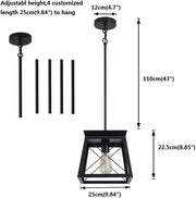 Farmhouse Pendant Light Rustic Lantern Chandelier Black V178-23511