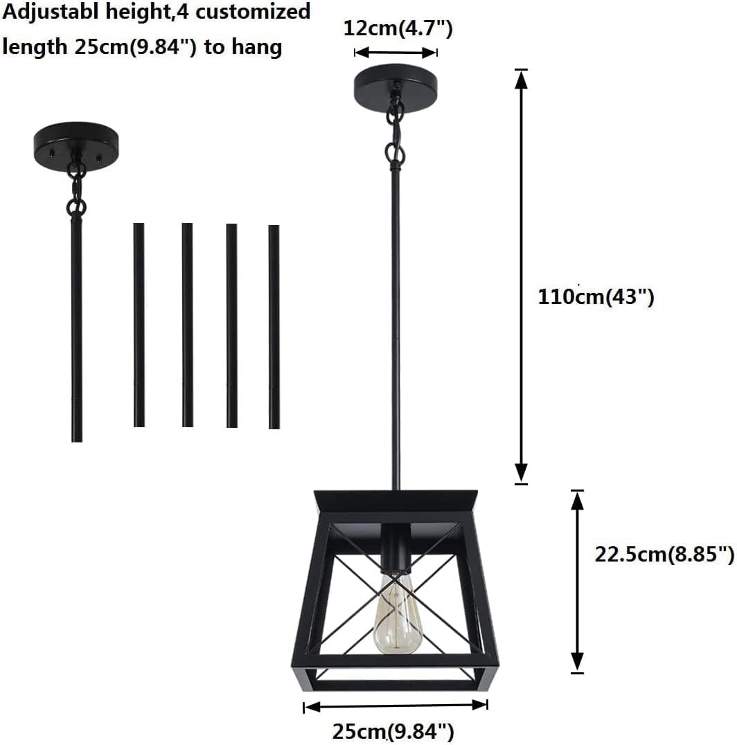 Farmhouse Pendant Light Rustic Lantern Chandelier Black V178-23511