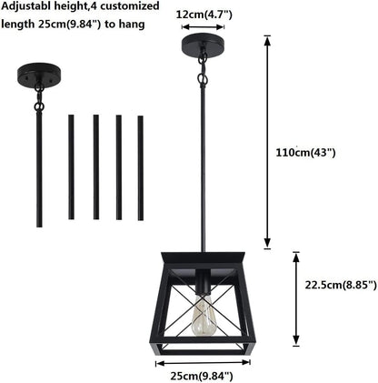 Farmhouse Pendant Light Rustic Lantern Chandelier Black V178-23511