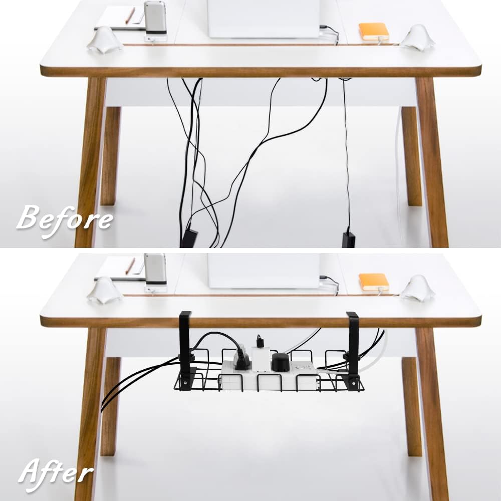 2 pack Under Desk Cable Management Tray, Black V178-23681