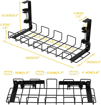 2 pack Under Desk Cable Management Tray, Black V178-23681