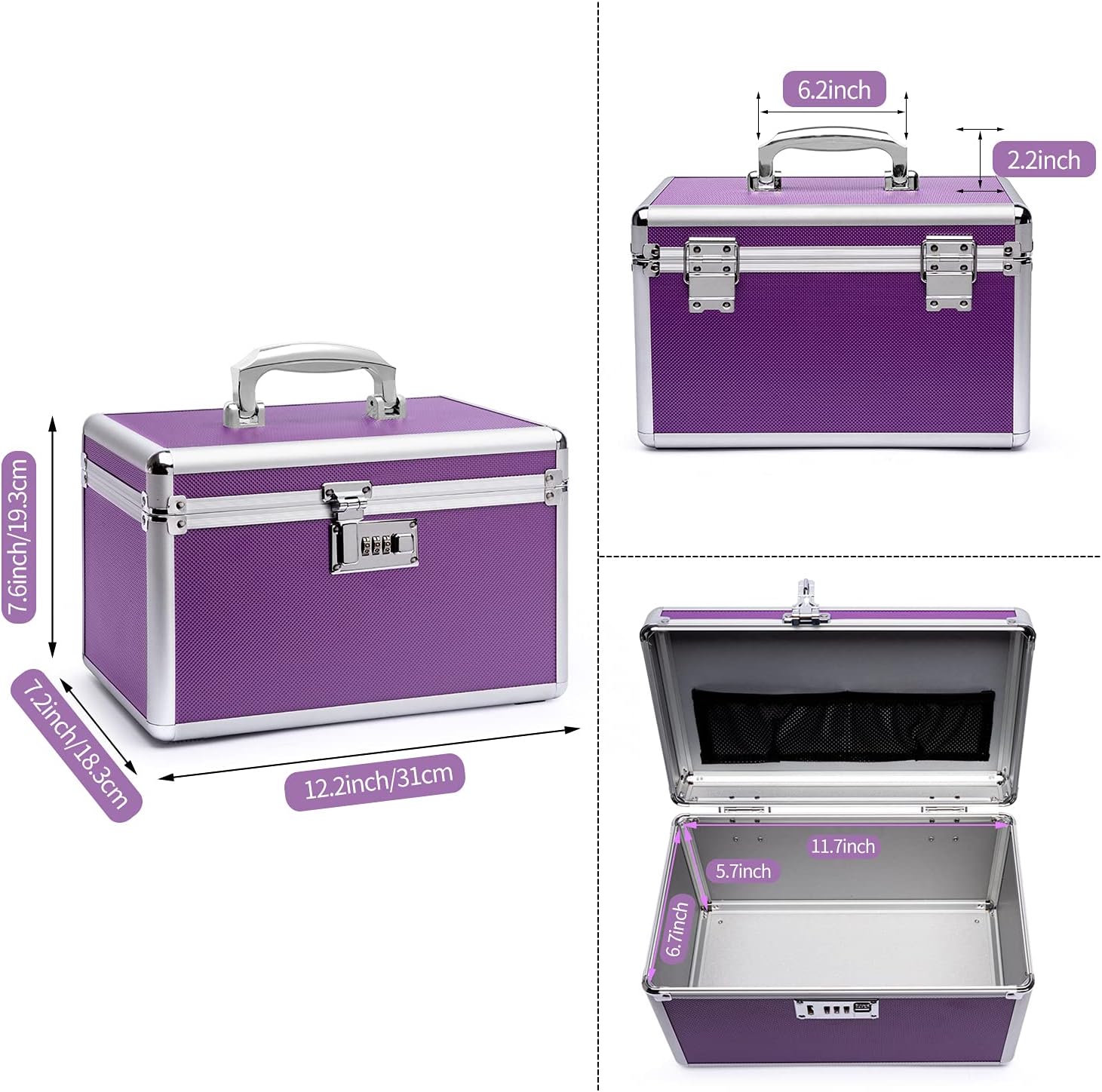 Locking Combination Medicine Box (Purple/Medium) V178-26981