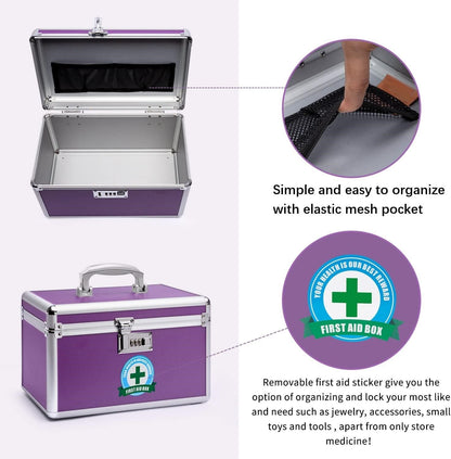 Locking Combination Medicine Box (Purple/Medium) V178-26981