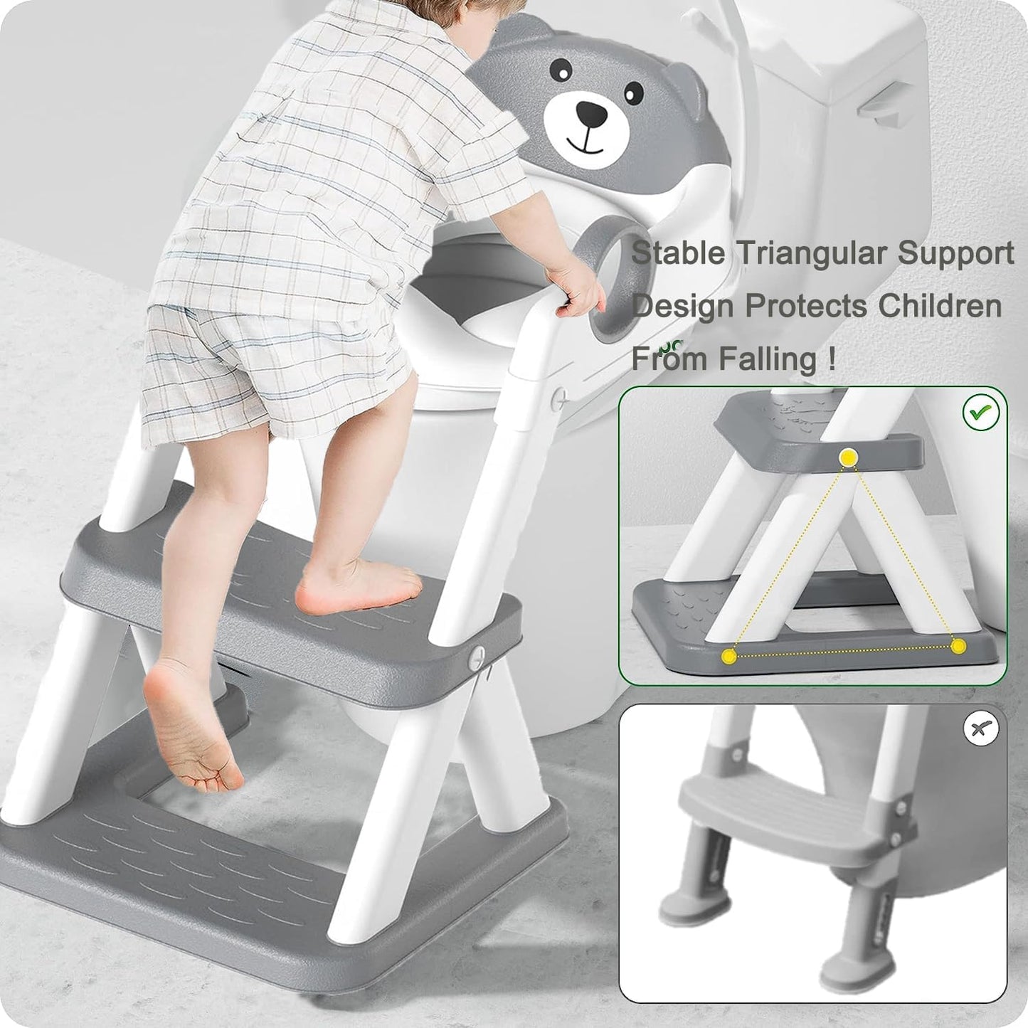 Potty Training Seat Ladder, Kids Boys Girls, Grey V178-28091