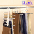 2 Pack Adjustable Multi-Layer 5 in 1 Pants Hanger for Wardrobe and Home Storage (White) V178-29489