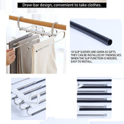 2 Pack Adjustable Multi-Layer 5 in 1 Pants Hanger for Wardrobe and Home Storage (White) V178-29489