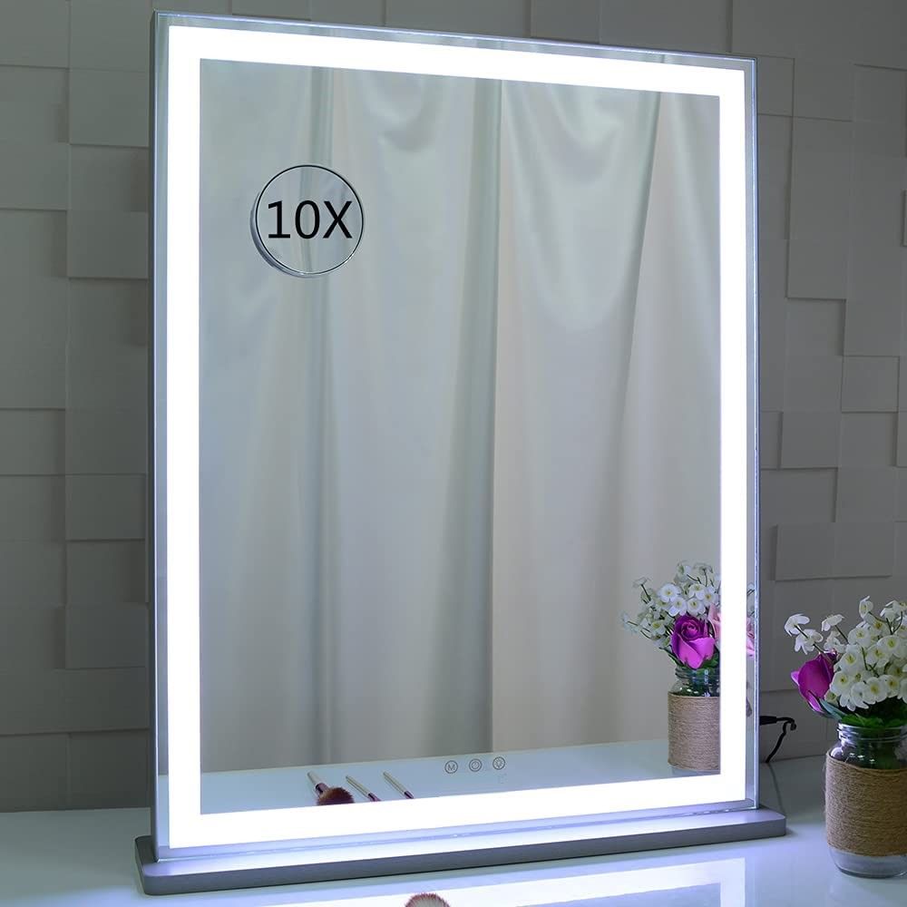 10x Magnification Mirror with Smart Touch Control and 3 Colors Dimmable Light for Bathroom and Bedroom (71 x V178-30001
