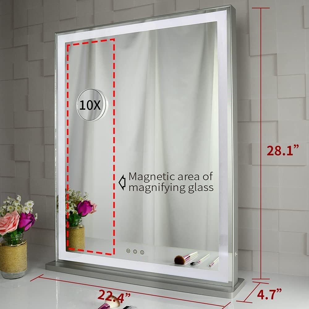10x Magnification Mirror with Smart Touch Control and 3 Colors Dimmable Light for Bathroom and Bedroom (71 x V178-30001