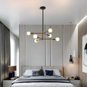 Sputnik Chandelier Modern Industrial, 6-Light , Black & Gold V178-33071