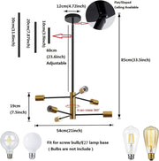 Sputnik Chandelier Modern Industrial, 6-Light , Black & Gold V178-33071