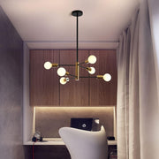 Sputnik Chandelier Modern Industrial, 6-Light , Black & Gold V178-33071