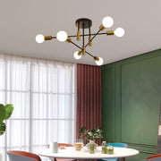 Mid Century Chandelier Modern, 6-Light , Black & Gold V178-33147