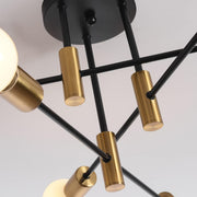 Mid Century Chandelier Modern, 6-Light , Black & Gold V178-33147