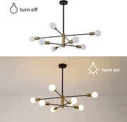 Sputnik Chandelier Modern Industrial, 8-Light , Black & Gold V178-33531