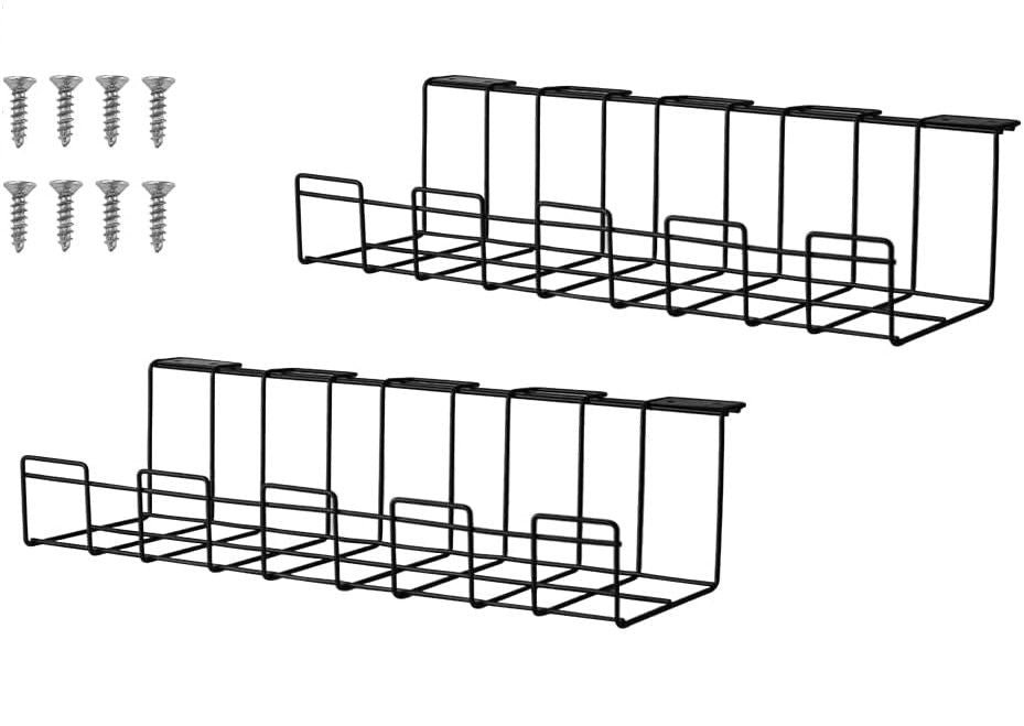2 Pack Under Desk Cable Management Tray, Black V178-34363