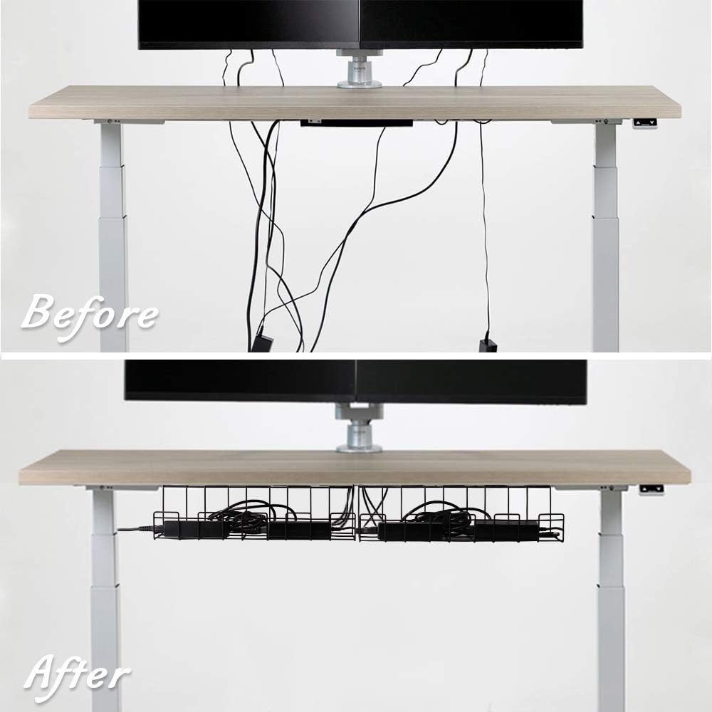 2 Pack Under Desk Cable Management Tray, Black V178-34363