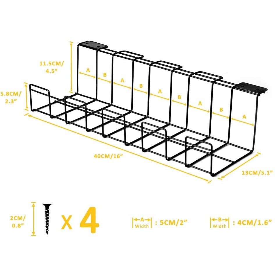 2 Pack Under Desk Cable Management Tray, Black V178-34363