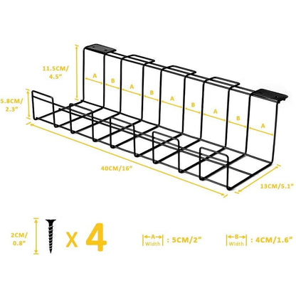 2 Pack Under Desk Cable Management Tray, Black V178-34363