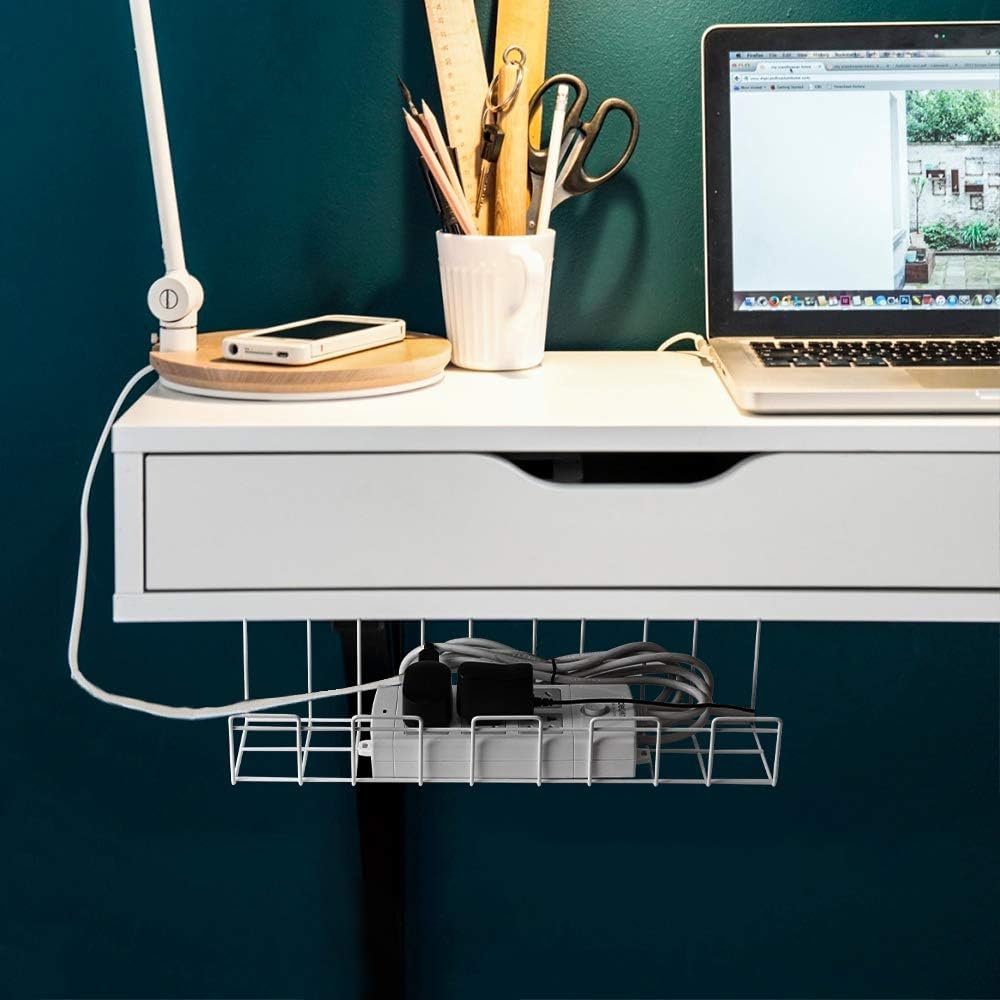 2 Pack Under Desk Cable Management Tray, White V178-34434