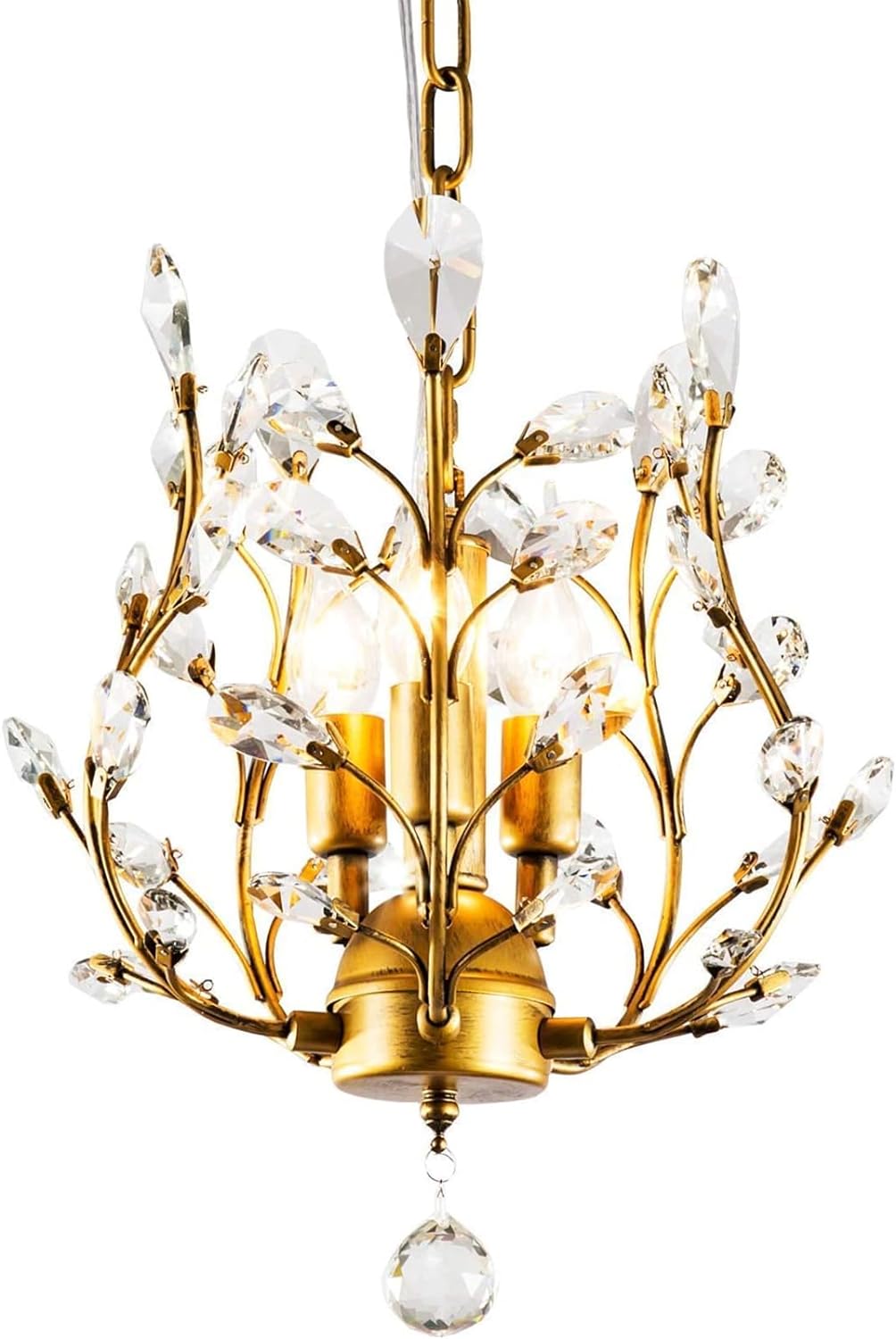 Crystal Chandelier Vintage, 3 Lights, Gold V178-34577