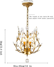 Crystal Chandelier Vintage, 3 Lights, Gold V178-34577
