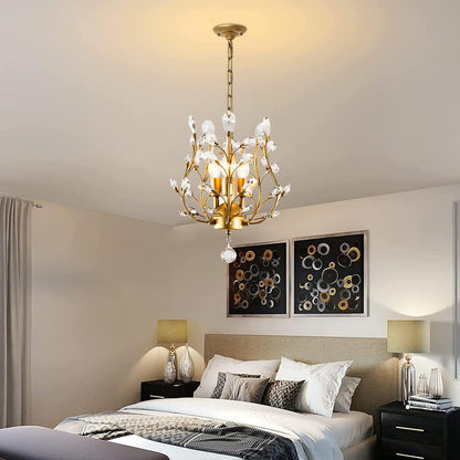 Crystal Chandelier Vintage, 3 Lights, Gold V178-34577