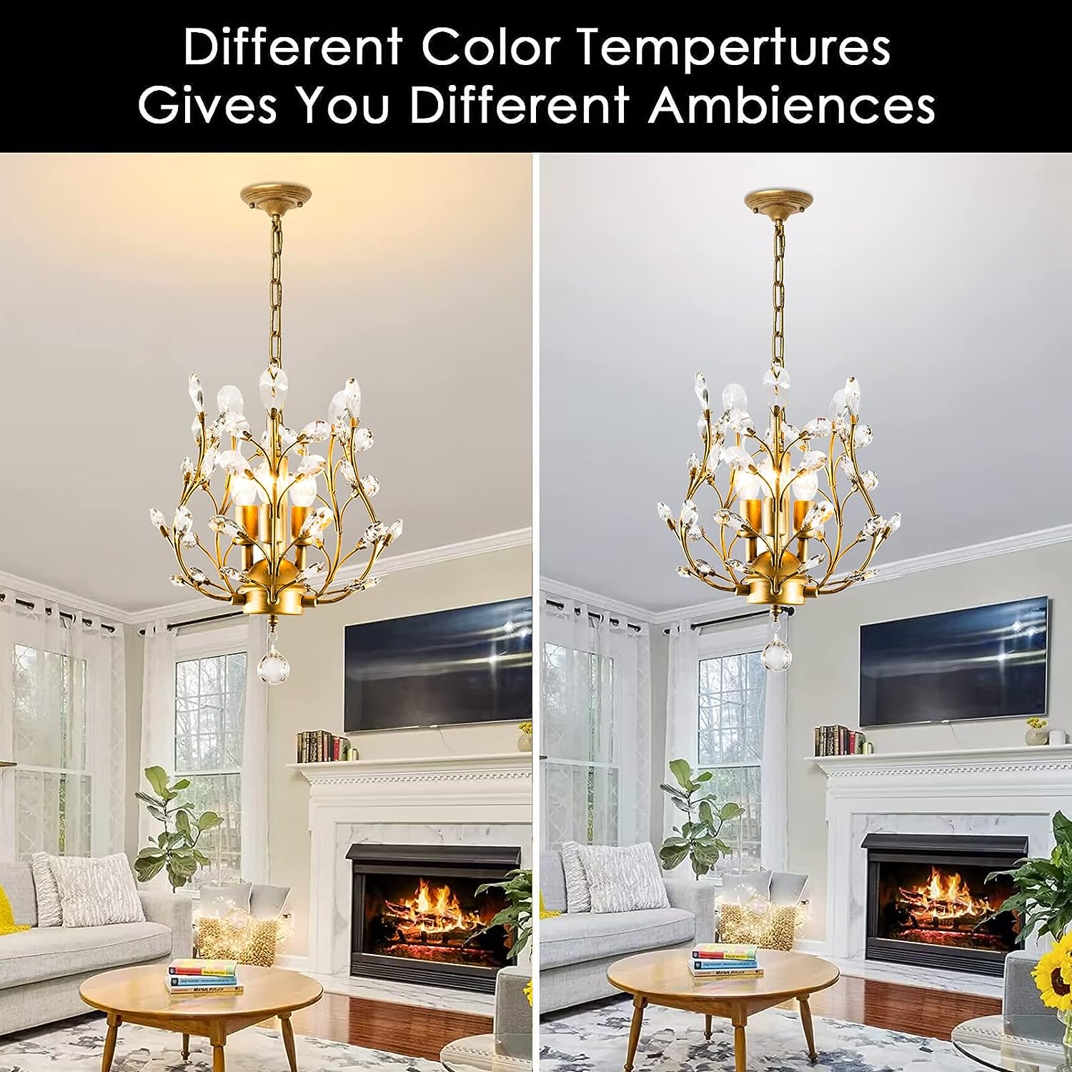Crystal Chandelier Vintage, 3 Lights, Gold V178-34577