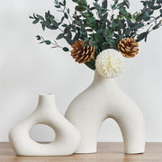 Ceramic Set of 2 Modern White Vases for Home Dcor V178-35712